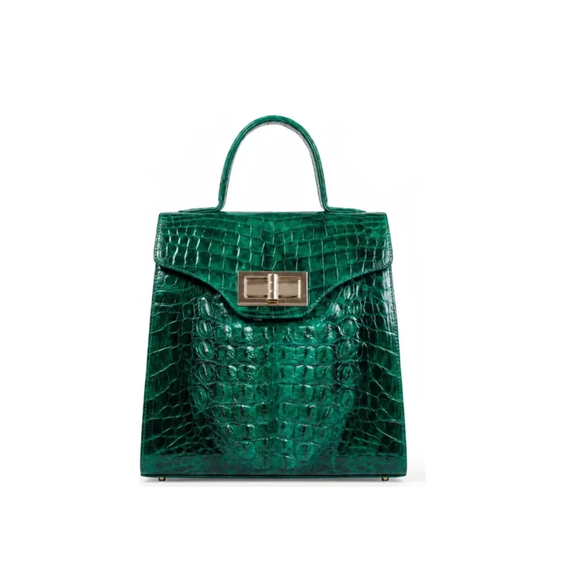 Alreezo Exotic Bag in emerald, handcrafted leather bag by Morin.O, Lagos