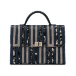 Asake Classic Stripe Bag, handcrafted leather bag by Morin.O, Lagos