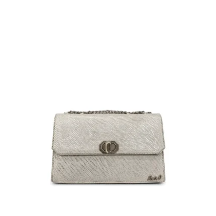 Banwo With Chain Bag Silver, handcrafted leather bag by Morin.O, Lagos