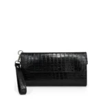 Envelope Clutch in black, handcrafted leather bag by Morin.O, Lagos
