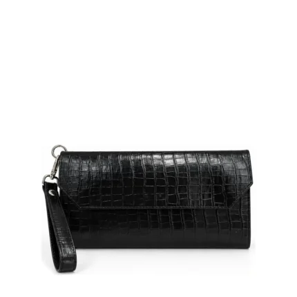 Envelope Clutch in black, handcrafted leather bag by Morin.O, Lagos