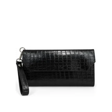 Envelope Clutch in black, handcrafted leather bag by Morin.O, Lagos