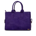 Kaela Medium Bag in purple suede, handcrafted leather bag by Morin.O, Lagos