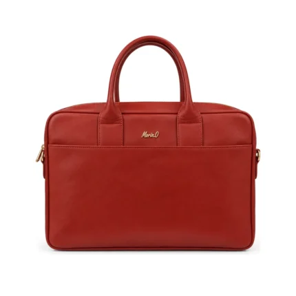 Laptop Bag in red leather, handcrafted by Morin.O, Lagos
