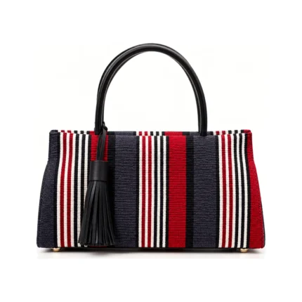 Lola Bag In Aso Oke, handcrafted leather bag by Morin.O, Lagos