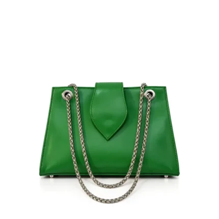 Mini Demure Bag in green leather, handcrafted leather bag by Morin.O, Lagos