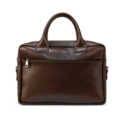 Mini Laptop Bag in dark brown leather, handcrafted by Morin.O, Lagos