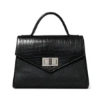 Zeena Bag in black, handcrafted leather bag by Morin.O, Lagos