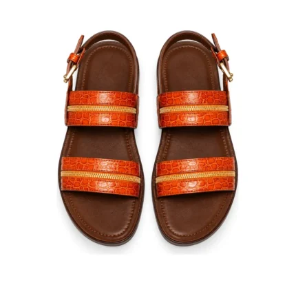 Zipper Sandals top view, handcrafted leather footwear by Morin.O, Lagos