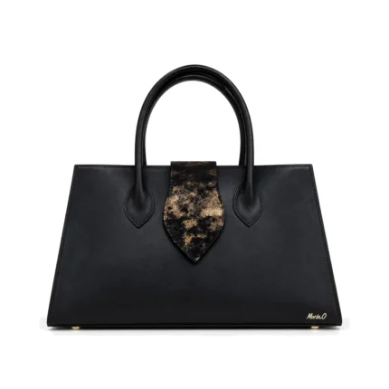 Demure Bag in black, handcrafted leather bag by Morin.O, Lagos