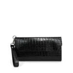 Envelope Clutch in black, handcrafted leather bag by Morin.O, Lagos