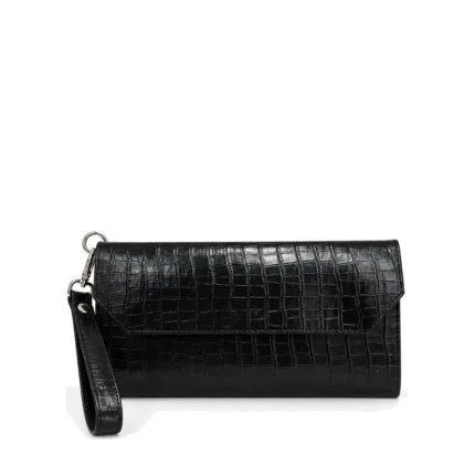 Envelope Clutch in black, handcrafted leather bag by Morin.O, Lagos