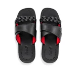 Plaited Crossband Slippers top view, handcrafted leather footwear by Morin.O, Lagos