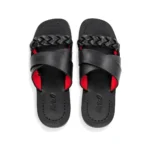 Plaited Crossband Slippers top view, handcrafted leather footwear by Morin.O, Lagos
