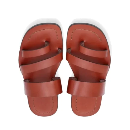 Stripe Band Slippers top view, handcrafted leather footwear by Morin.O, Lagos