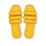 Stripe Slippers top view, handcrafted leather footwear by Morin.O, Lagos