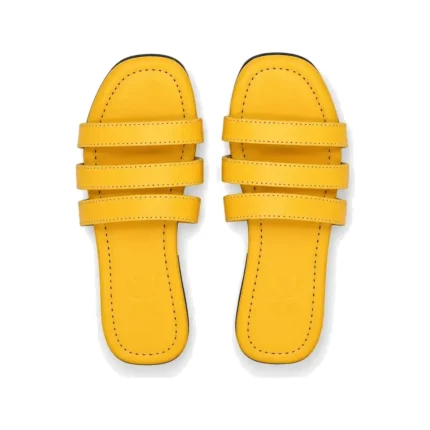 Stripe Slippers top view, handcrafted leather footwear by Morin.O, Lagos