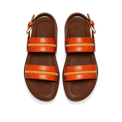 Zipper Sandals top view, handcrafted leather footwear by Morin.O, Lagos